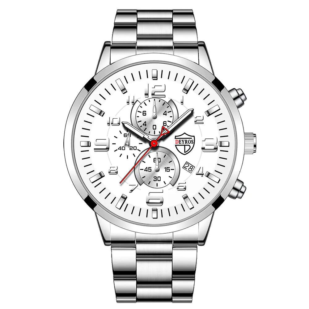 DEYROS Gold Watch for Men with Luminous Calendar
