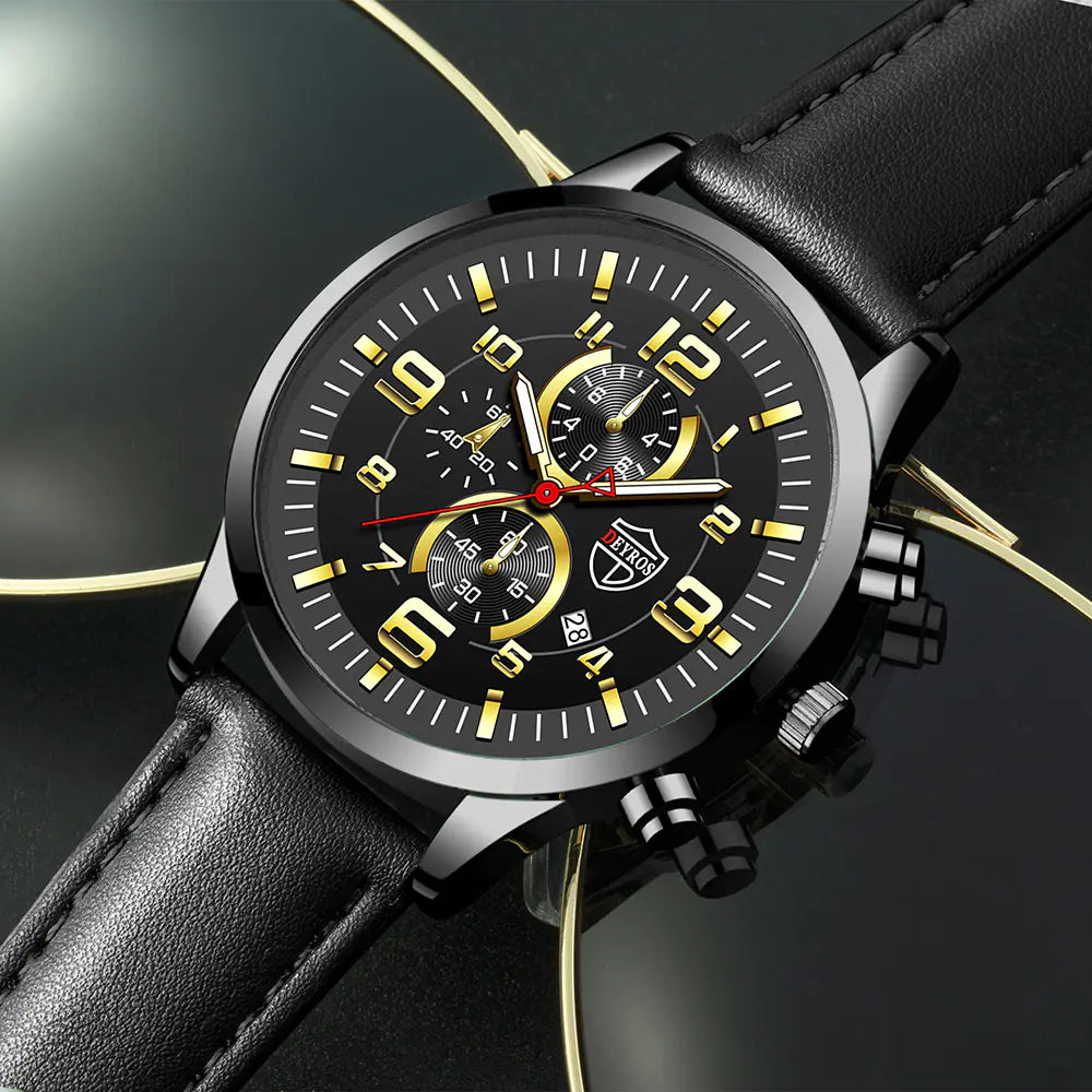 DEYROS Luminous Calendar Quartz Watch for Men
