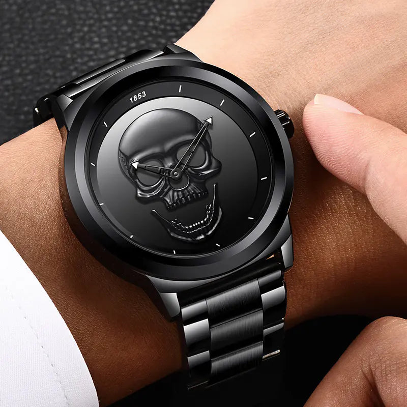LIGE 3D Skull Watch for Men