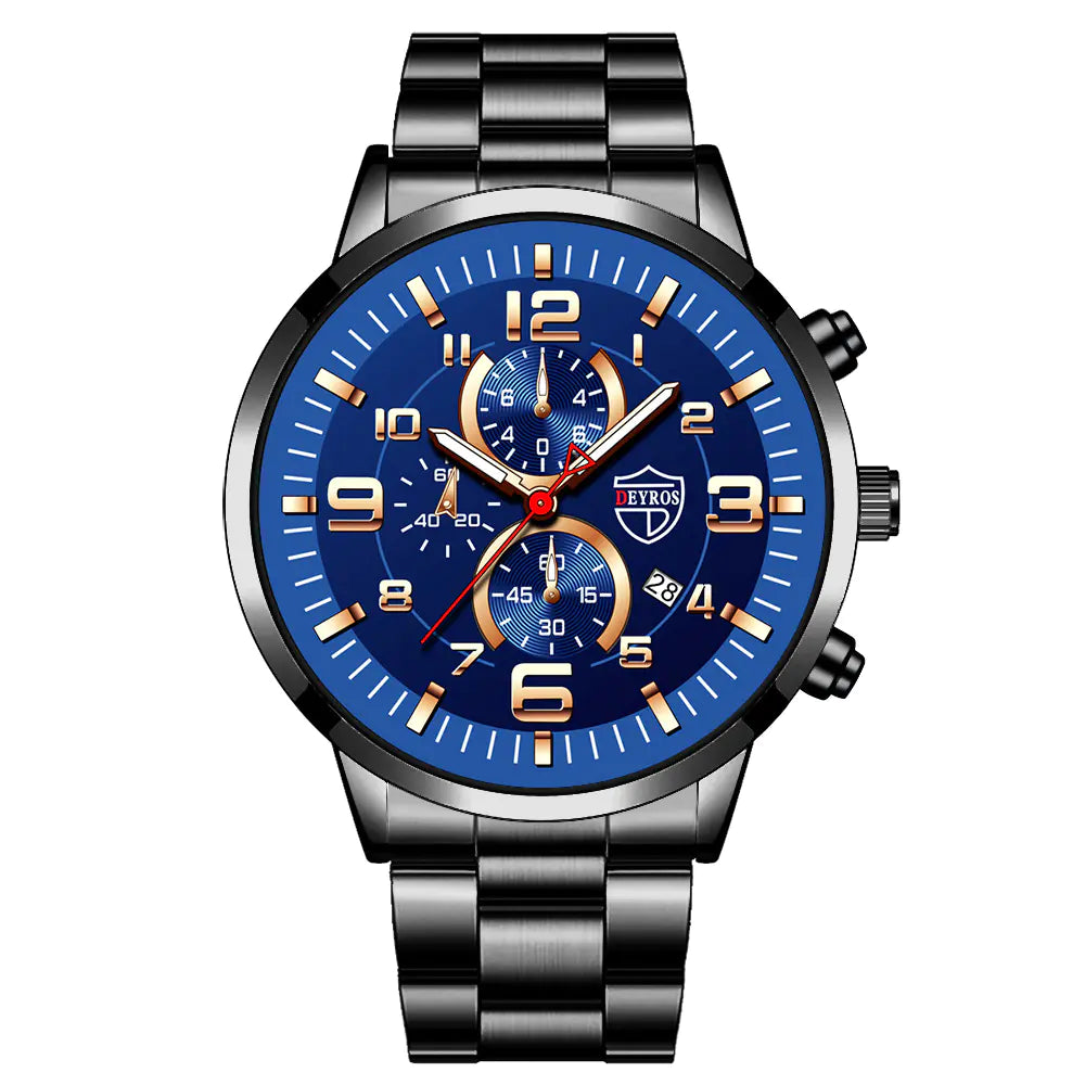 DEYROS Gold Watch for Men with Luminous Calendar