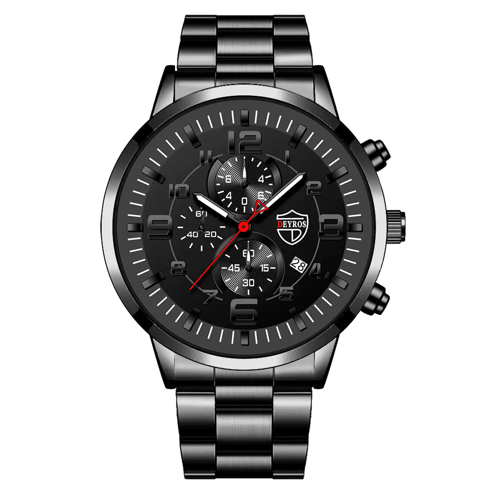 DEYROS Gold Watch for Men with Luminous Calendar