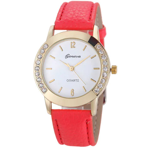 Geneva Leather Strap Watch for Women