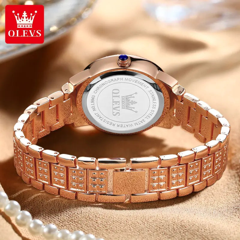 Stylish Quartz Women's Watch with Diamond-Studded Band