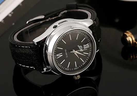 USB Rechargeable Windproof Lighter Watch for Men