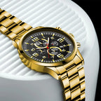 DEYROS Gold Watch for Men with Luminous Calendar