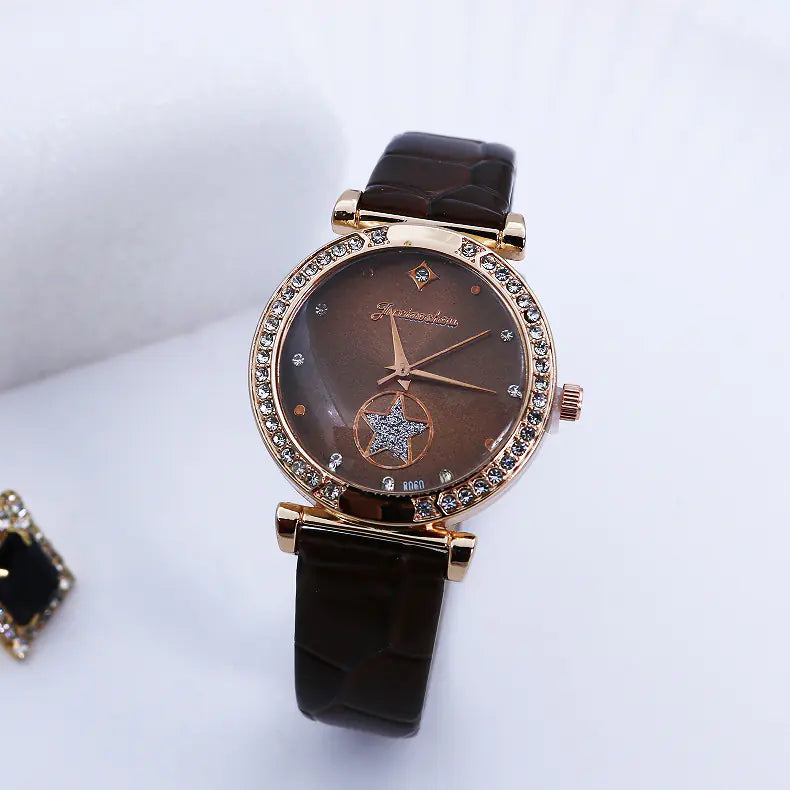 Fashionable Quartz Watch with Rhinestones for Women