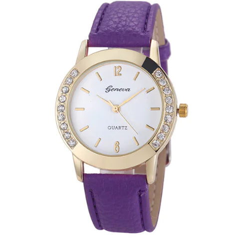 Geneva Leather Strap Watch for Women
