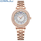 CRRJU Women's Diamond-Studded Steel Band Watch